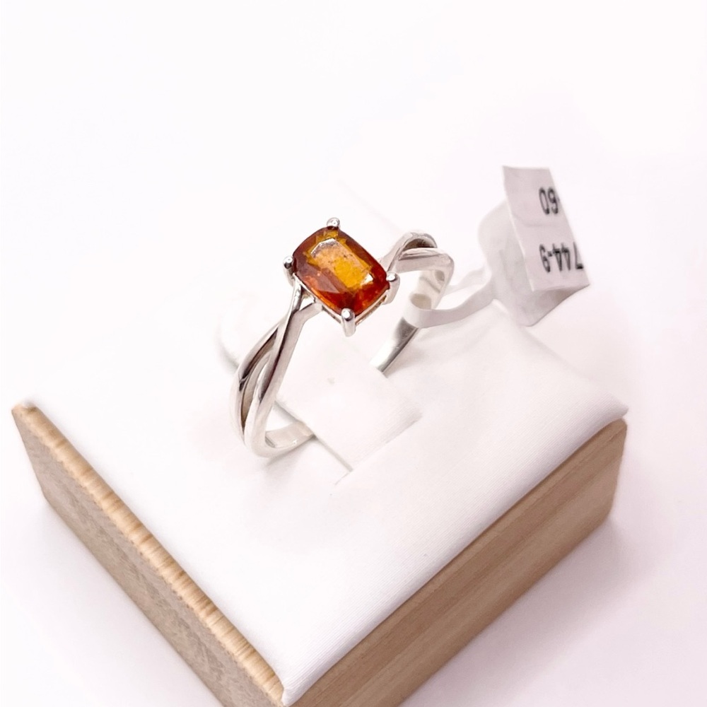 Size 9 Orange Kyanite 925 Sterling Silver Ring - Picture 3 of 7